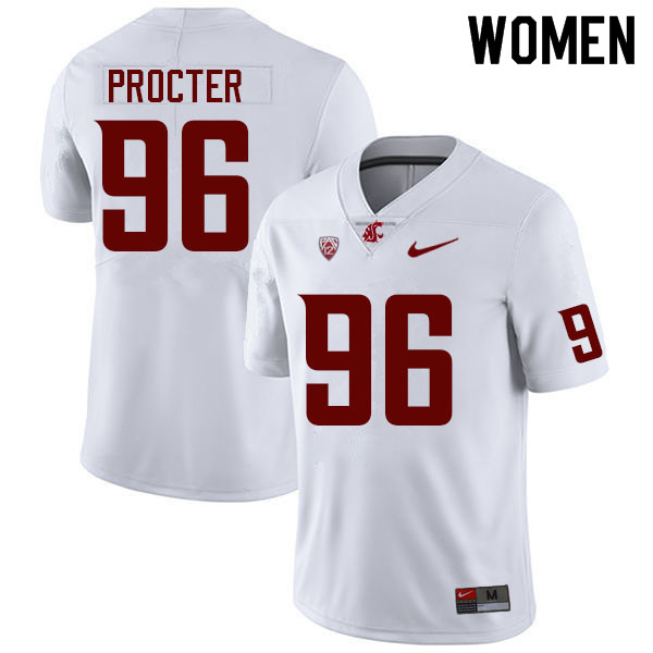 Women #96 Jack Procter Washington State Cougars College Football Jerseys Sale-White